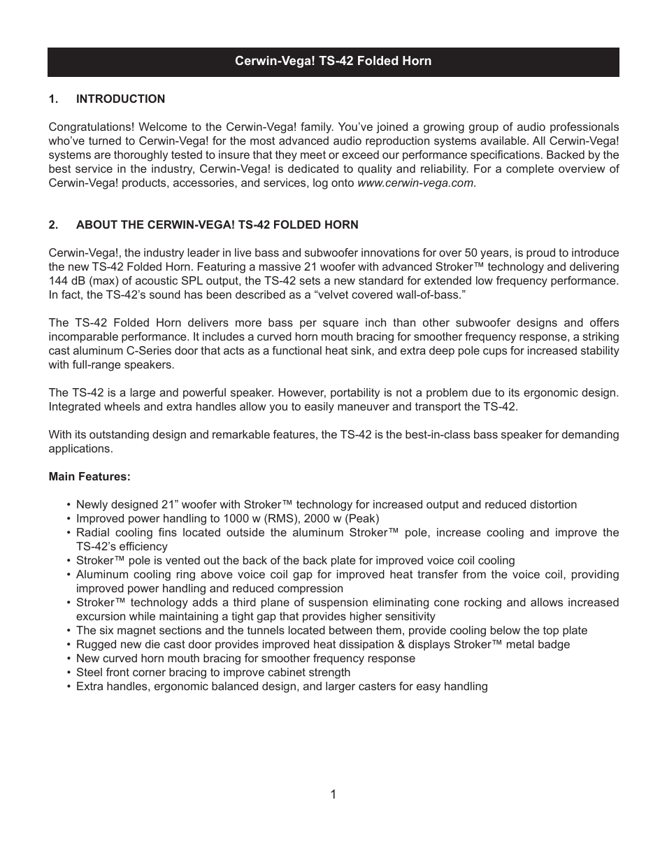 Cerwin-Vega TS-42 User Manual | Page 3 / 12