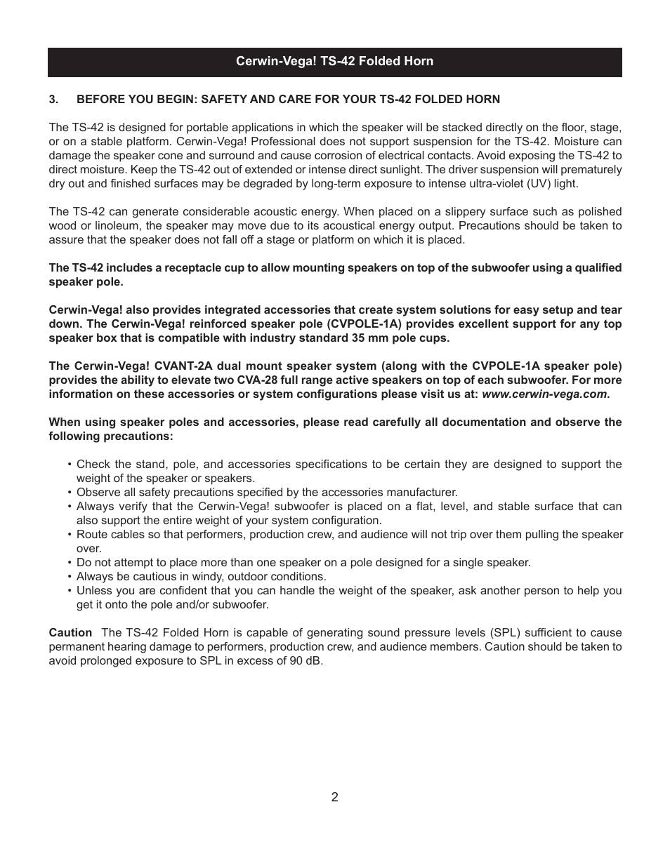 Cerwin-Vega TS-42 User Manual | Page 4 / 12