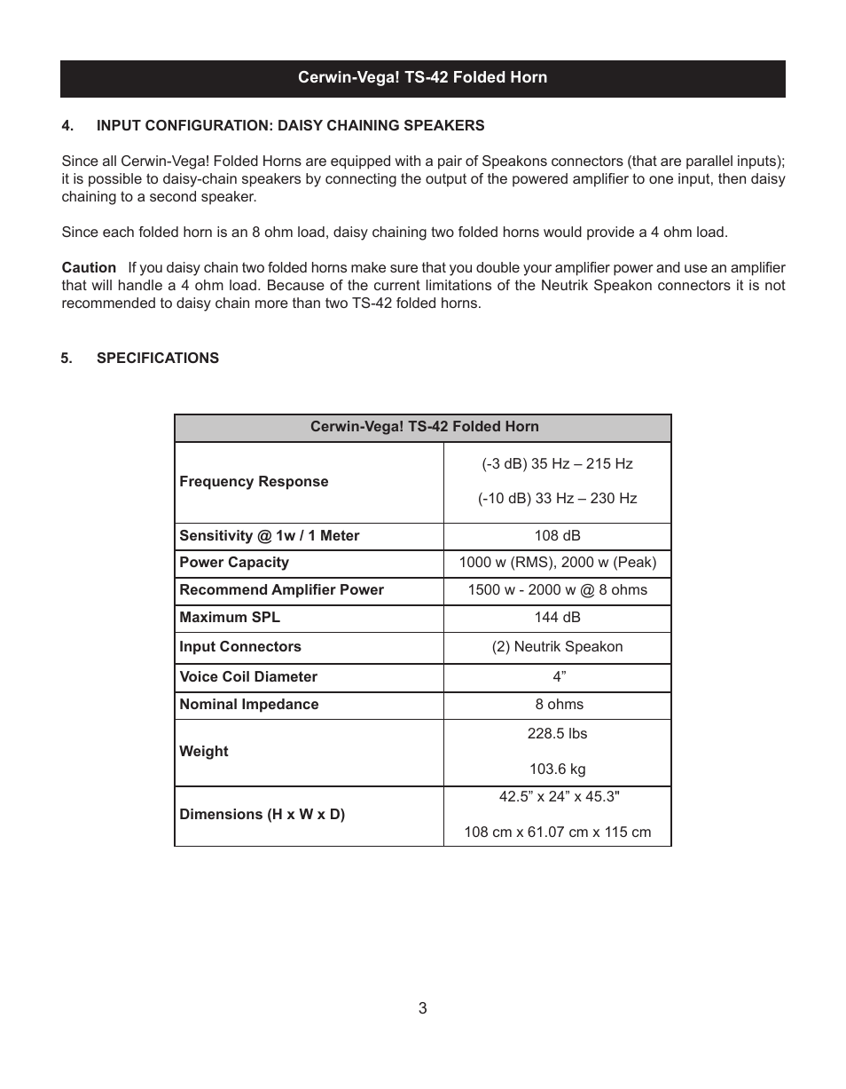 Cerwin-Vega TS-42 User Manual | Page 5 / 12