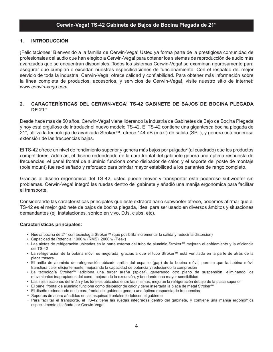 Cerwin-Vega TS-42 User Manual | Page 6 / 12