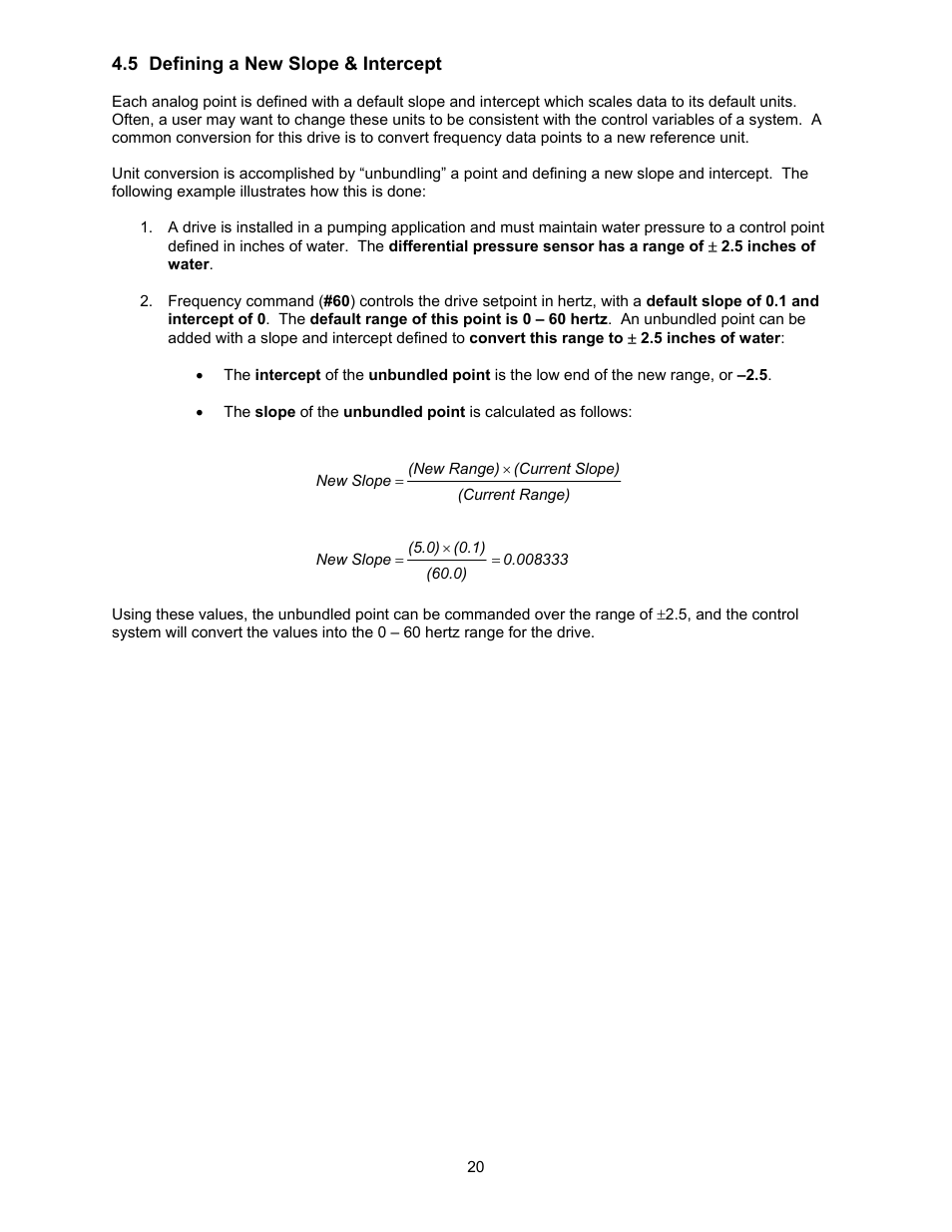 5 defining a new slope & intercept | Yaskawa GPD506/P5 with Apogee FLN Option User Manual | Page 21 / 26