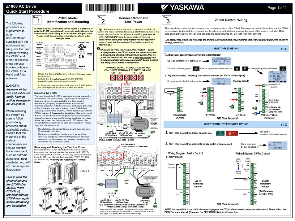 Yaskawa Z1000 AC Drive User Manual | 2 pages