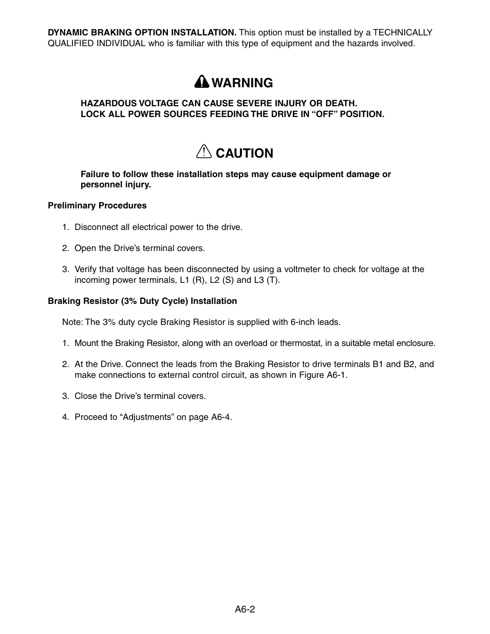 Warning caution | Yaskawa V7 Drives User Manual | Page 140 / 158