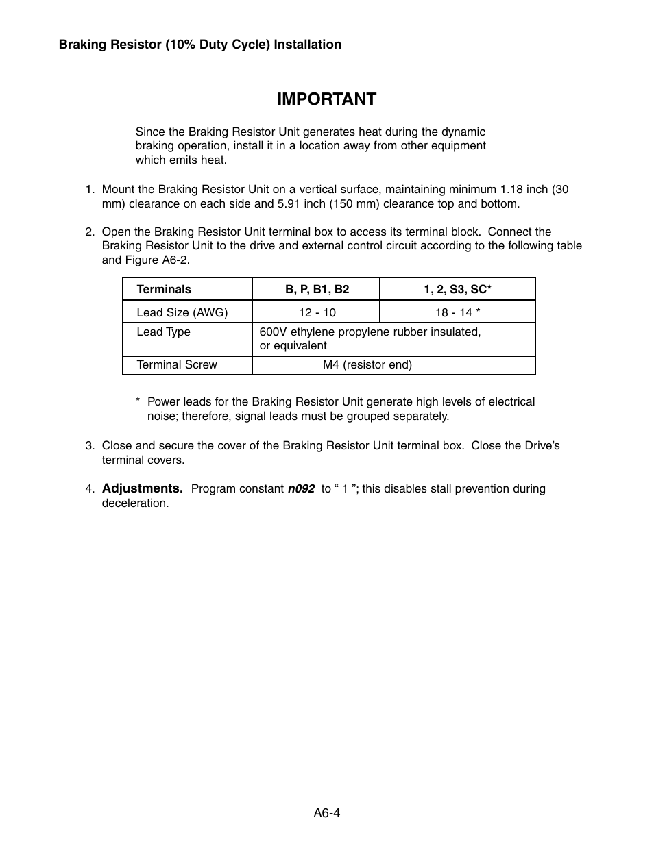 Important | Yaskawa V7 Drives User Manual | Page 142 / 158