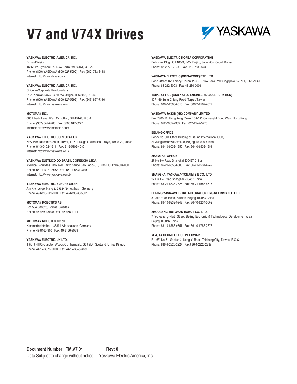 Rear cover, V7 and v74x drives | Yaskawa V7 Drives User Manual | Page 158 / 158