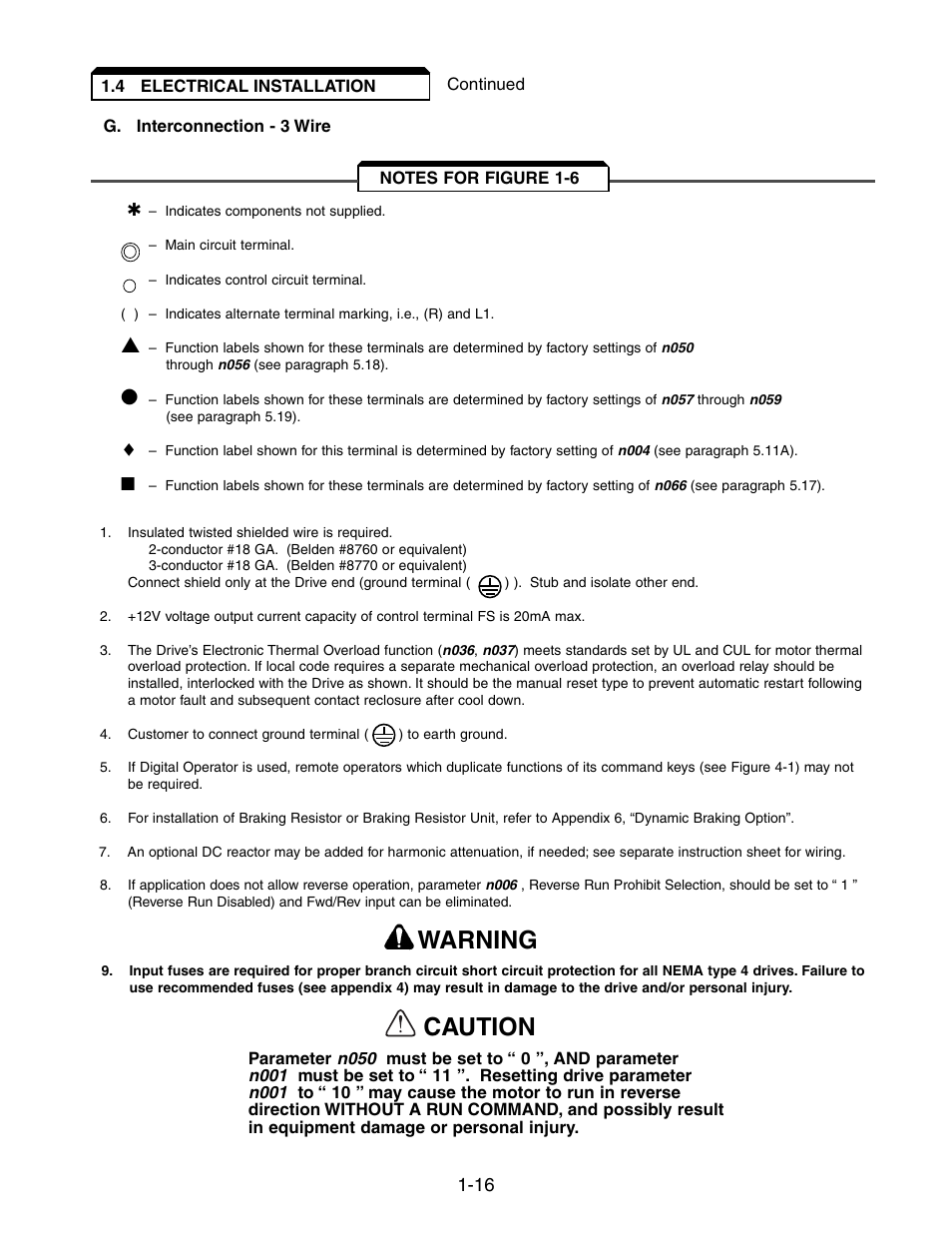 Caution warning | Yaskawa V7 Drives User Manual | Page 34 / 158