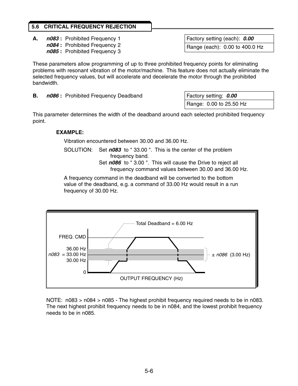 6 critical frequency rejection, Critical frequency rejection -6 | Yaskawa V7 Drives User Manual | Page 58 / 158