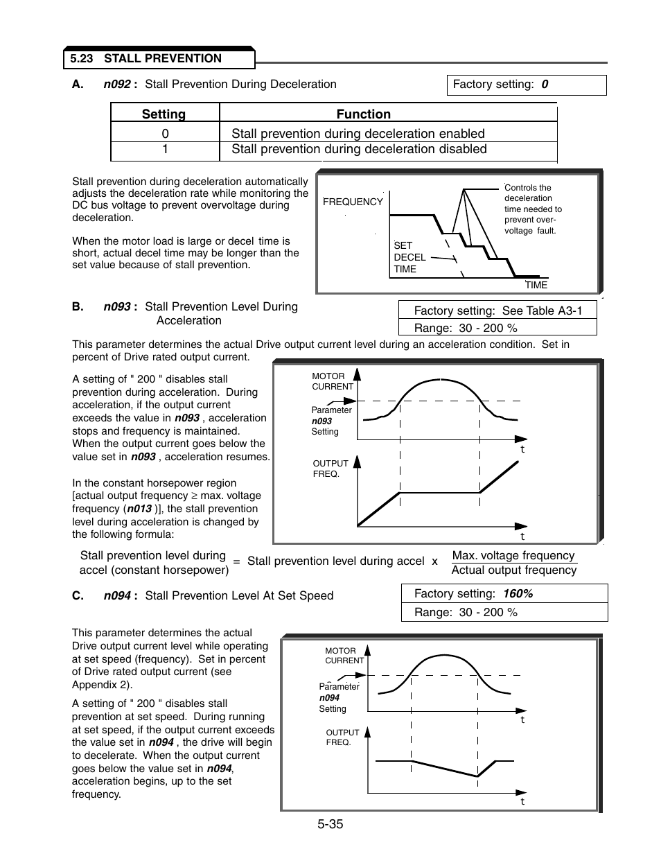 23 stall prevention, Stall prevention -34 | Yaskawa V7 Drives User Manual | Page 87 / 158