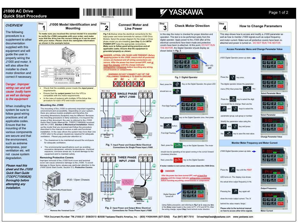 Yaskawa J1000 AC Drive User Manual | 2 pages