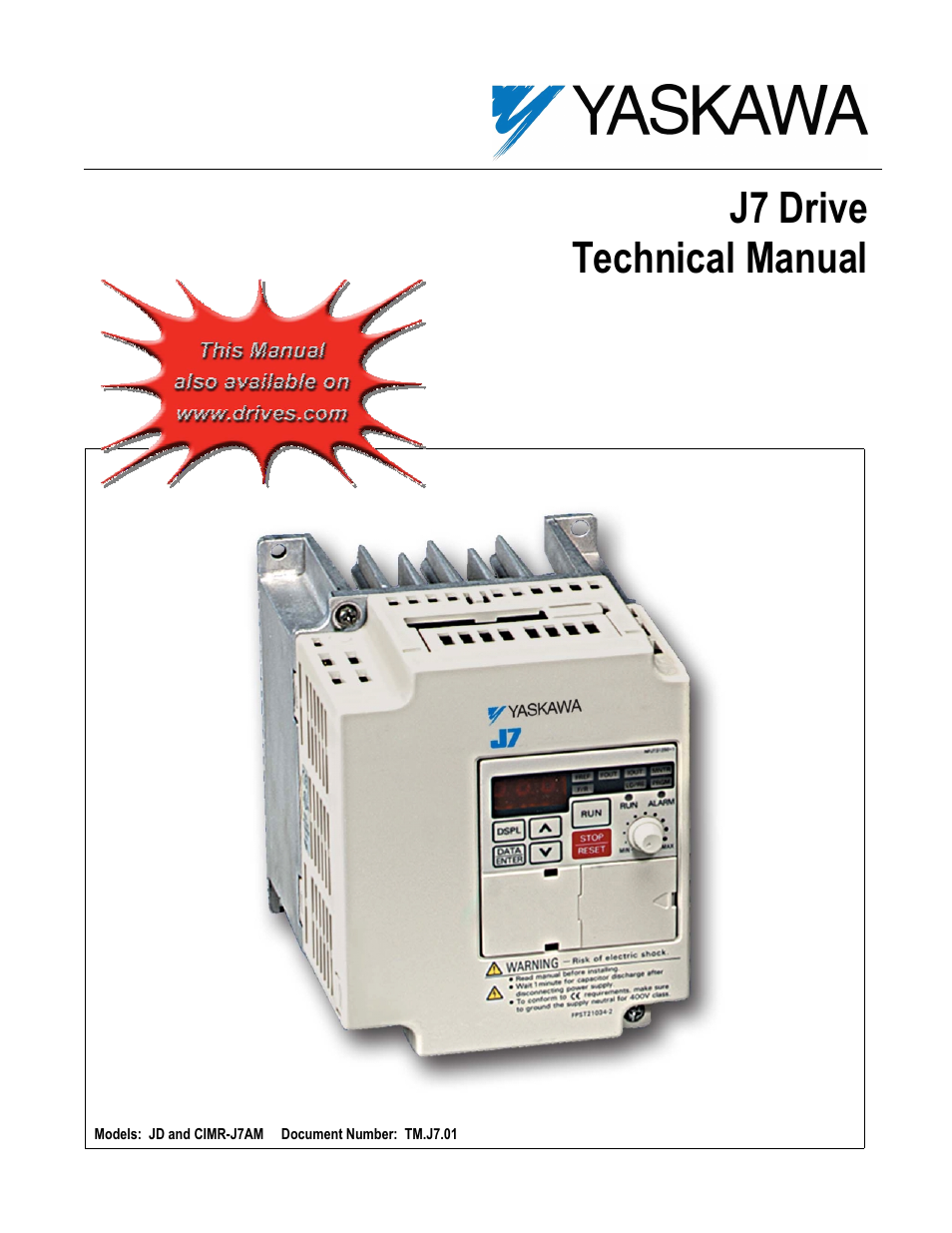Yaskawa J7 Drive User Manual | 96 pages