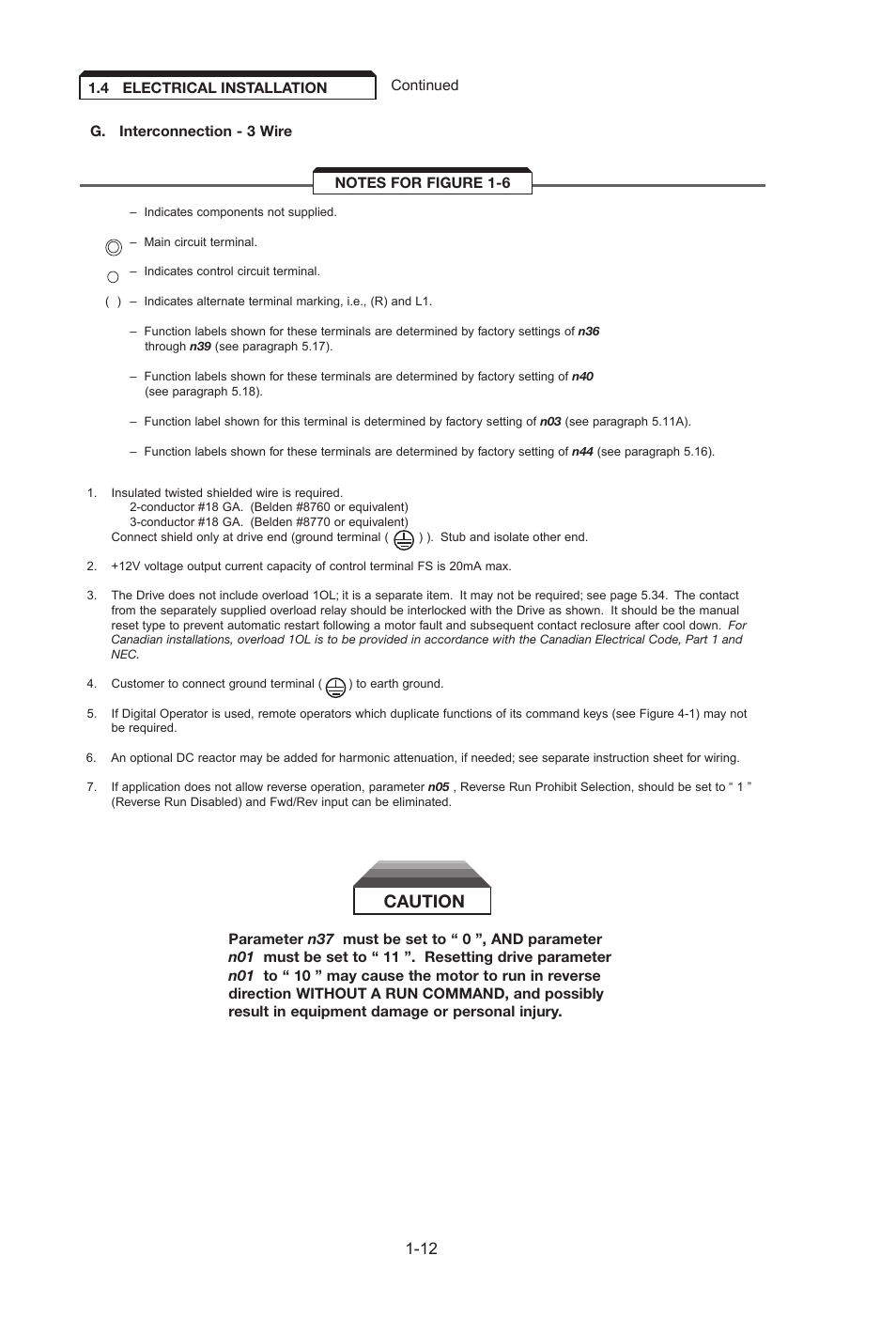 Caution | Yaskawa J7 Drive User Manual | Page 24 / 96