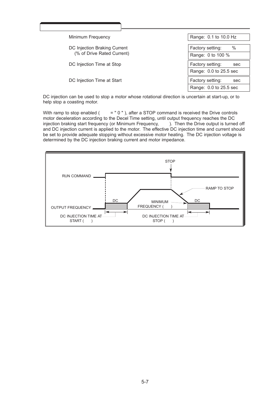 7 dc injection braking, Dc injection braking -7 | Yaskawa J7 Drive User Manual | Page 42 / 96