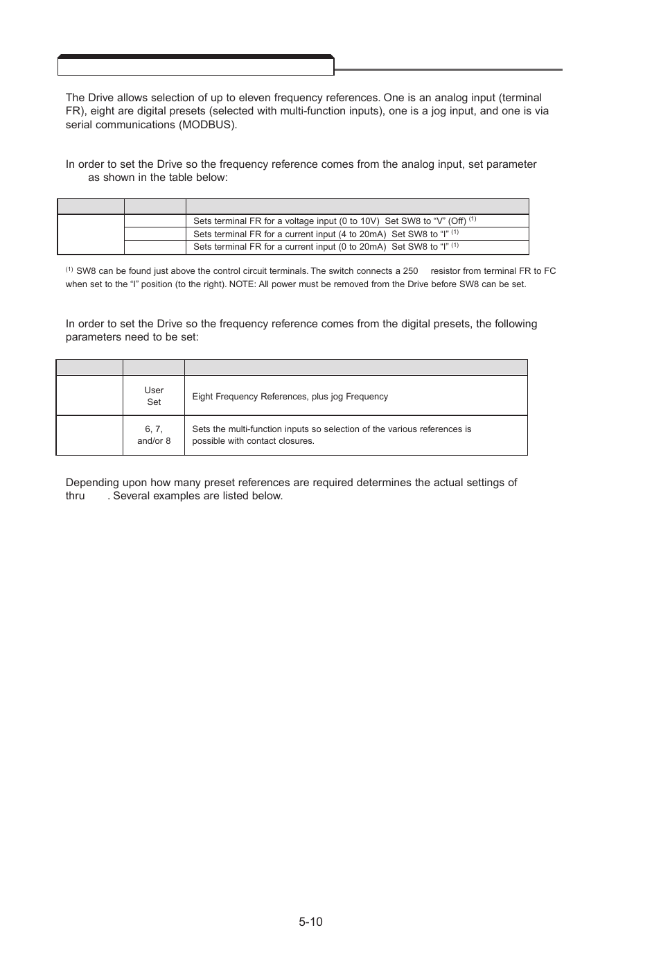 11 frequency reference selection, Frequency reference selection -10 | Yaskawa J7 Drive User Manual | Page 45 / 96