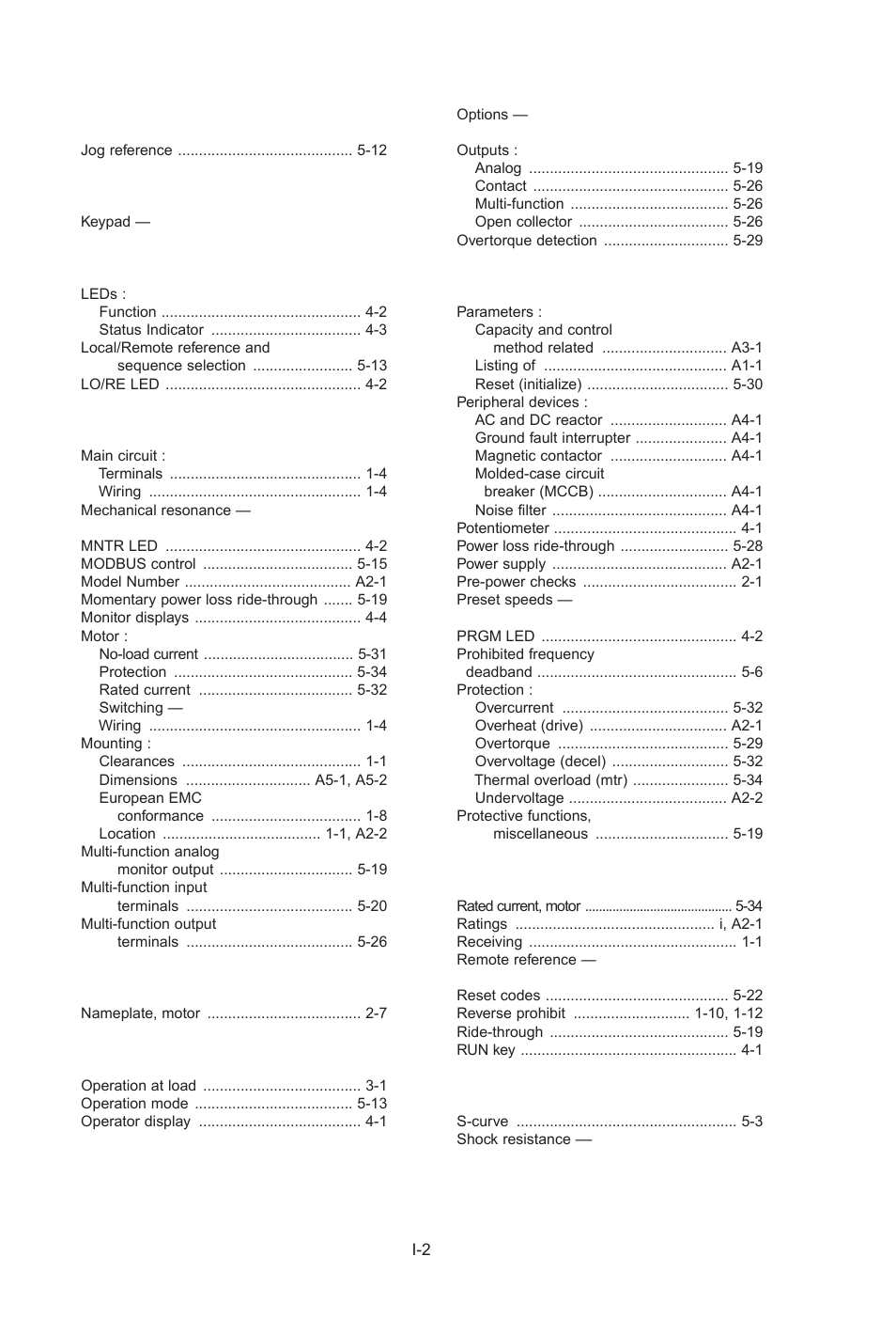 Index (continued) | Yaskawa J7 Drive User Manual | Page 93 / 96