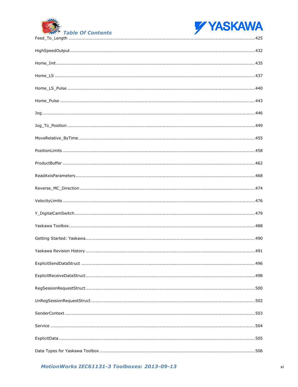 Yaskawa MotionWorks IEC Toolboxes User Manual | Page 11 / 592