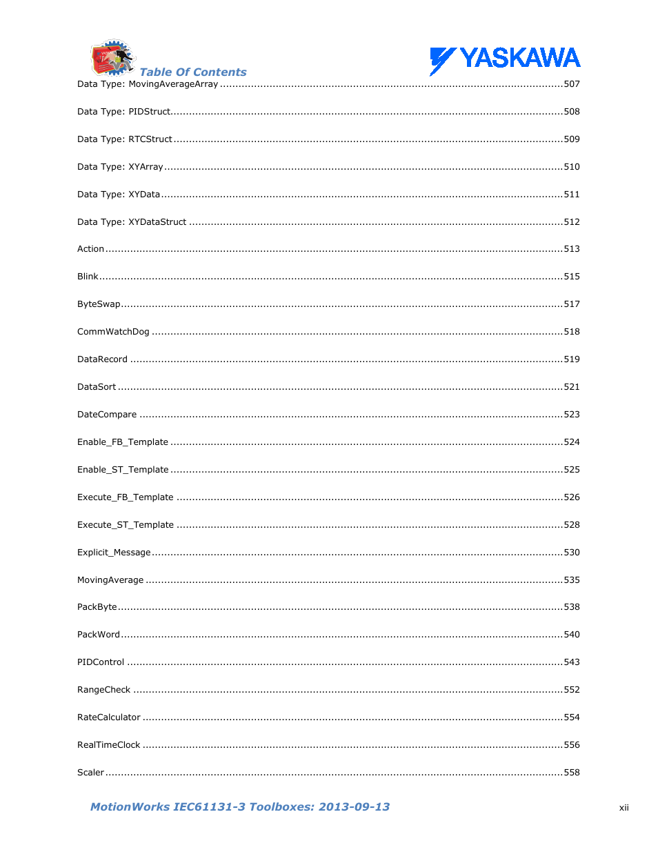 Yaskawa MotionWorks IEC Toolboxes User Manual | Page 12 / 592