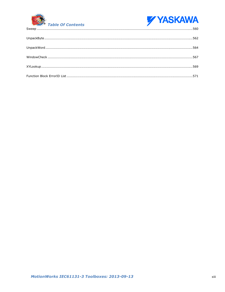 Yaskawa MotionWorks IEC Toolboxes User Manual | Page 13 / 592
