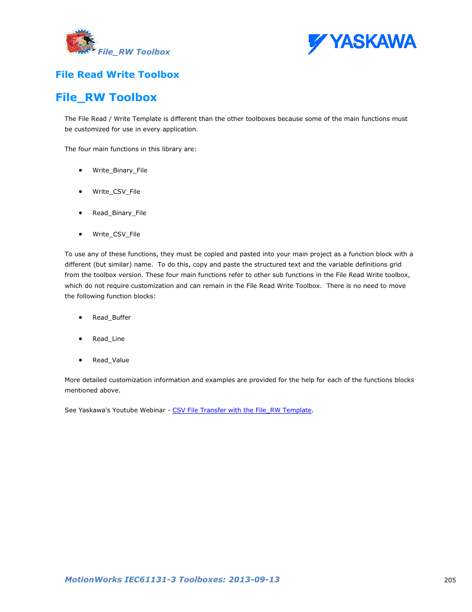 File read write toolbox, File_rw toolbox | Yaskawa MotionWorks IEC Toolboxes User Manual | Page 218 / 592