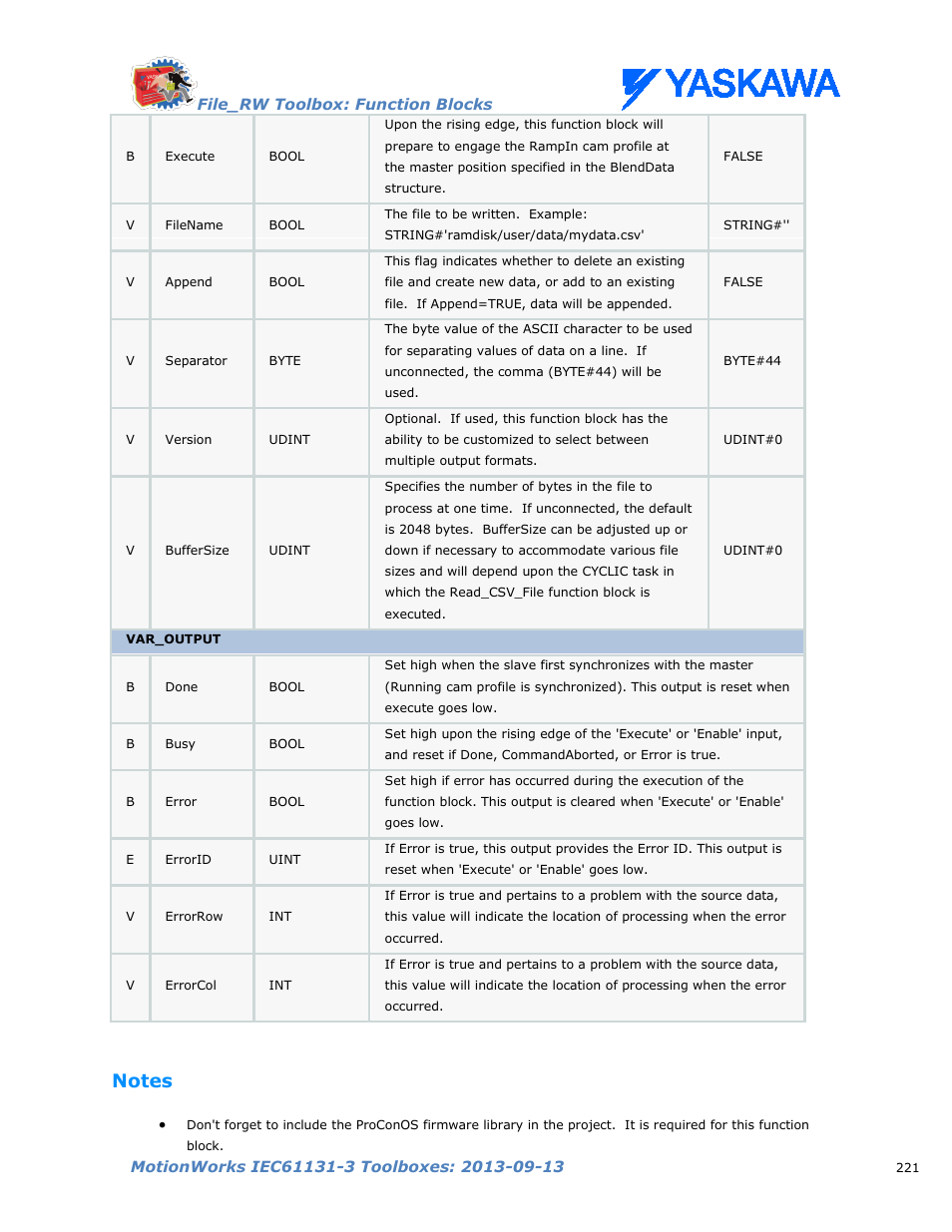 Notes | Yaskawa MotionWorks IEC Toolboxes User Manual | Page 234 / 592