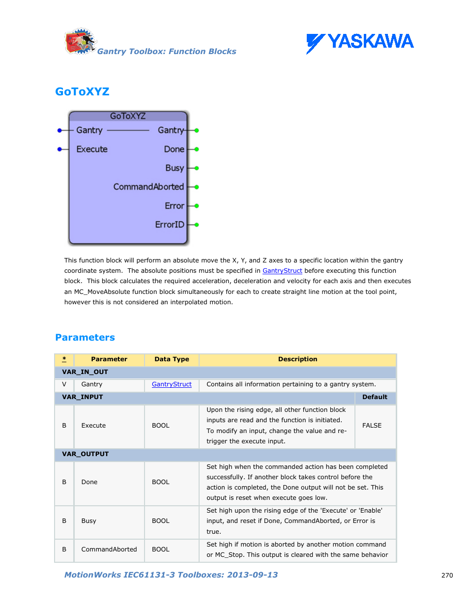 Gotoxyz, Parameters | Yaskawa MotionWorks IEC Toolboxes User Manual | Page 283 / 592