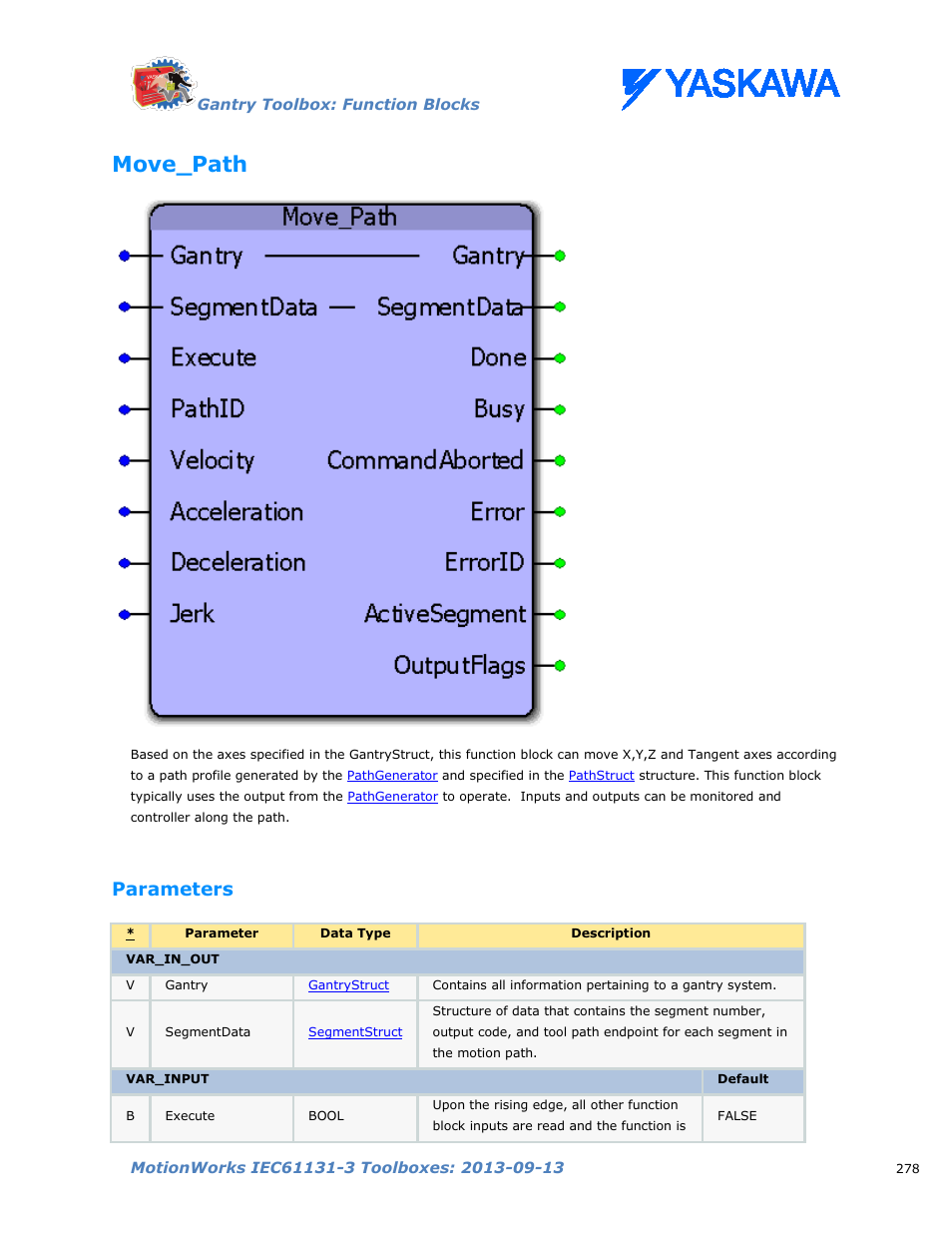 Move_path, Parameters, Movepath | Yaskawa MotionWorks IEC Toolboxes User Manual | Page 291 / 592