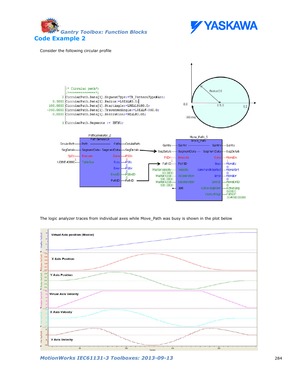 Code example 2 | Yaskawa MotionWorks IEC Toolboxes User Manual | Page 297 / 592