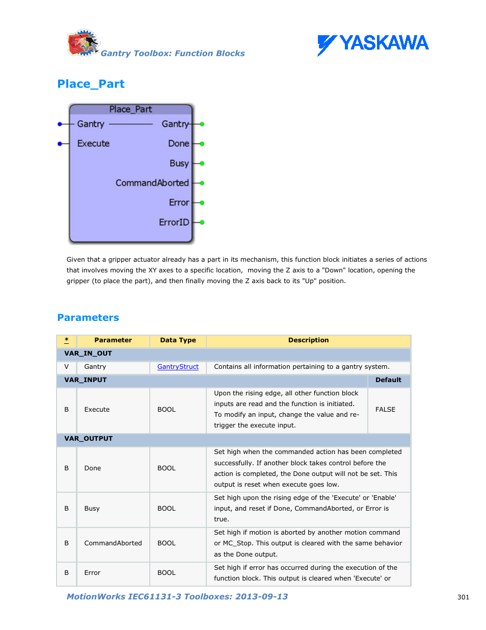 Place_part, Parameters | Yaskawa MotionWorks IEC Toolboxes User Manual | Page 314 / 592
