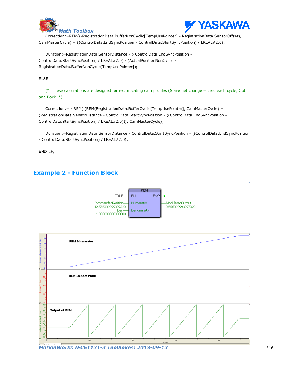Example 2 - function block | Yaskawa MotionWorks IEC Toolboxes User Manual | Page 329 / 592