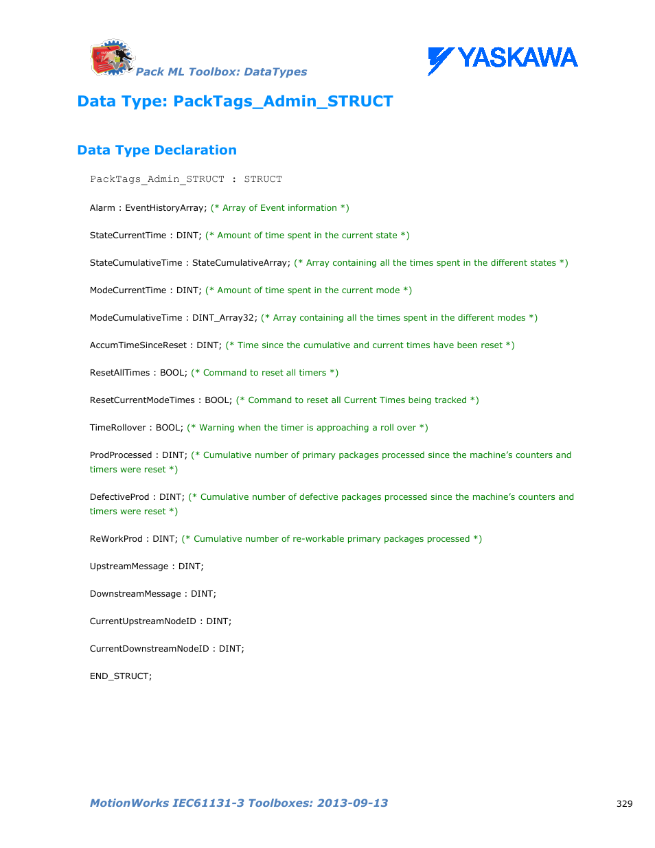 Data type: packtags_admin_struct, Data type declaration | Yaskawa MotionWorks IEC Toolboxes User Manual | Page 342 / 592