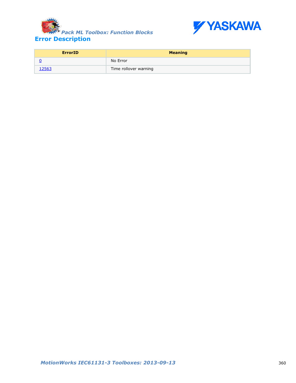 Error description | Yaskawa MotionWorks IEC Toolboxes User Manual | Page 373 / 592