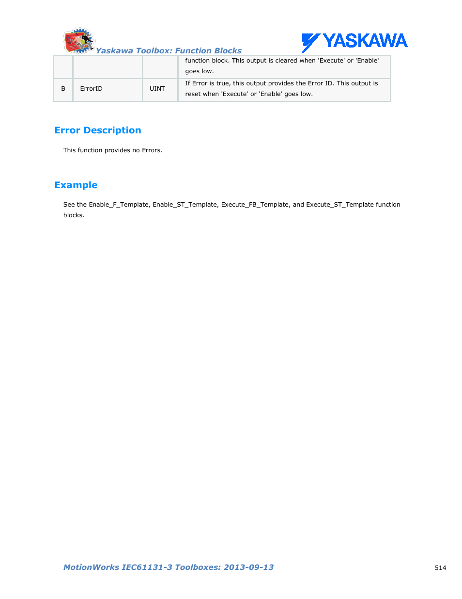 Error description, Example | Yaskawa MotionWorks IEC Toolboxes User Manual | Page 527 / 592