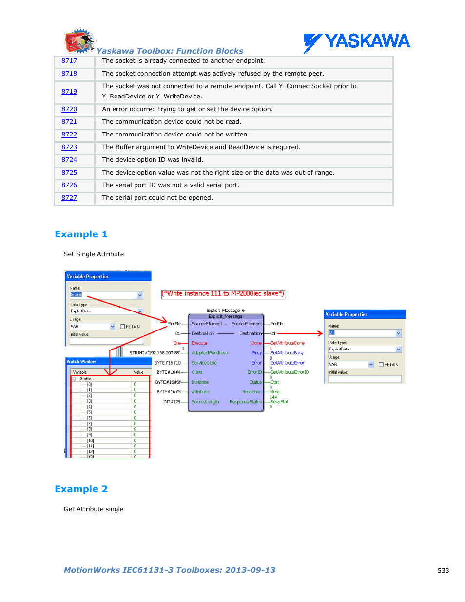 Example 1, Example 2 | Yaskawa MotionWorks IEC Toolboxes User Manual | Page 546 / 592