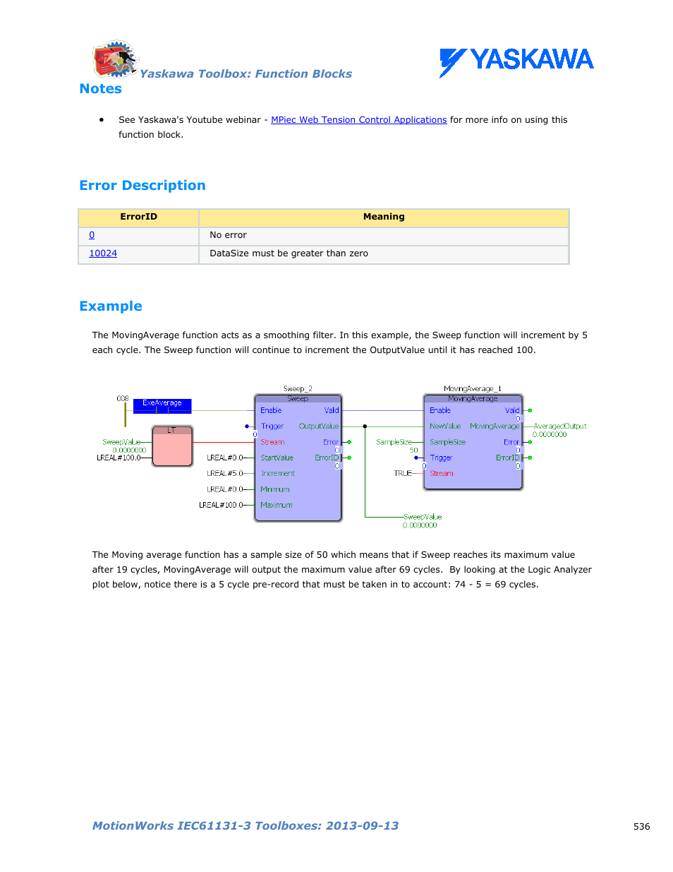 Notes, Error description, Example | Yaskawa MotionWorks IEC Toolboxes User Manual | Page 549 / 592