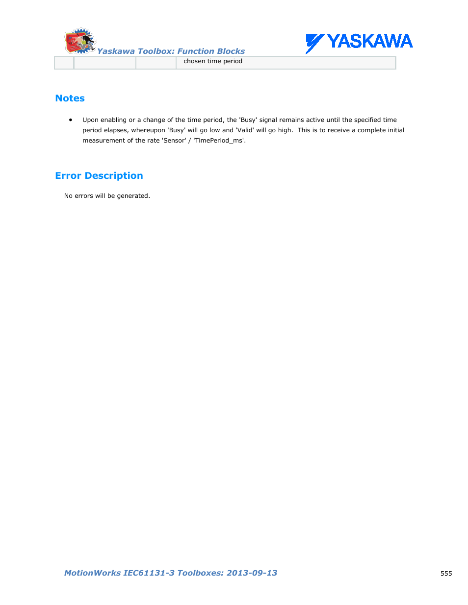 Notes, Error description | Yaskawa MotionWorks IEC Toolboxes User Manual | Page 568 / 592