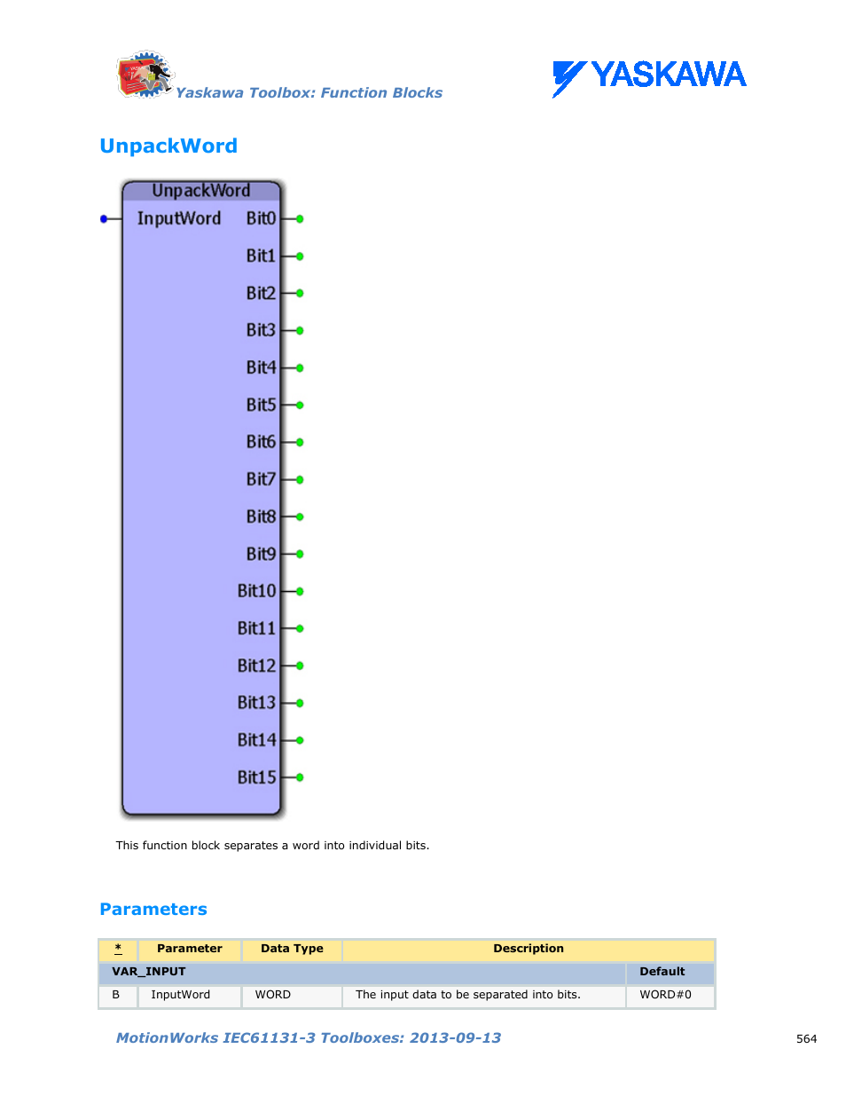 Unpackword, Parameters | Yaskawa MotionWorks IEC Toolboxes User Manual | Page 577 / 592