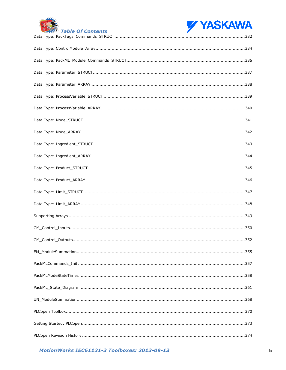 Yaskawa MotionWorks IEC Toolboxes User Manual | Page 9 / 592