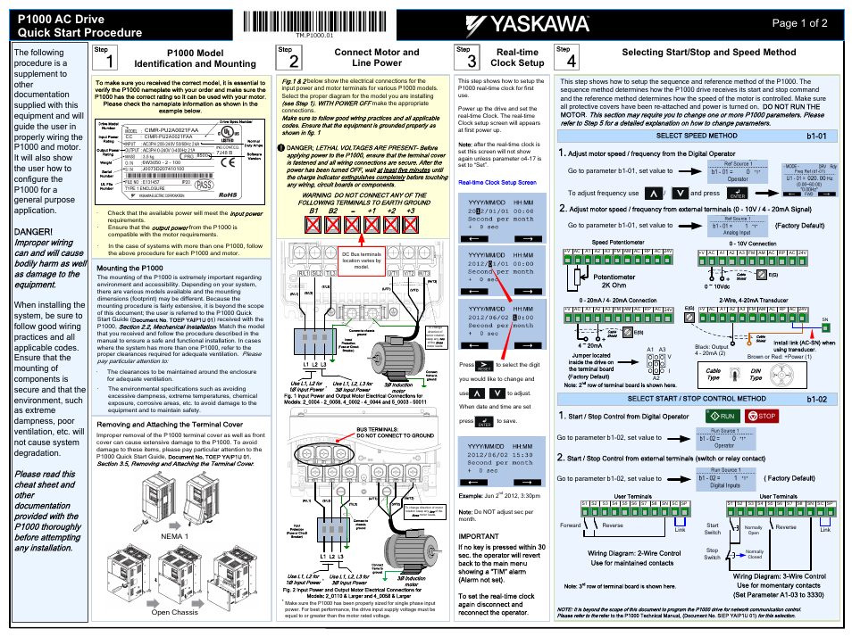 Yaskawa P1000 AC Drive User Manual | 2 pages