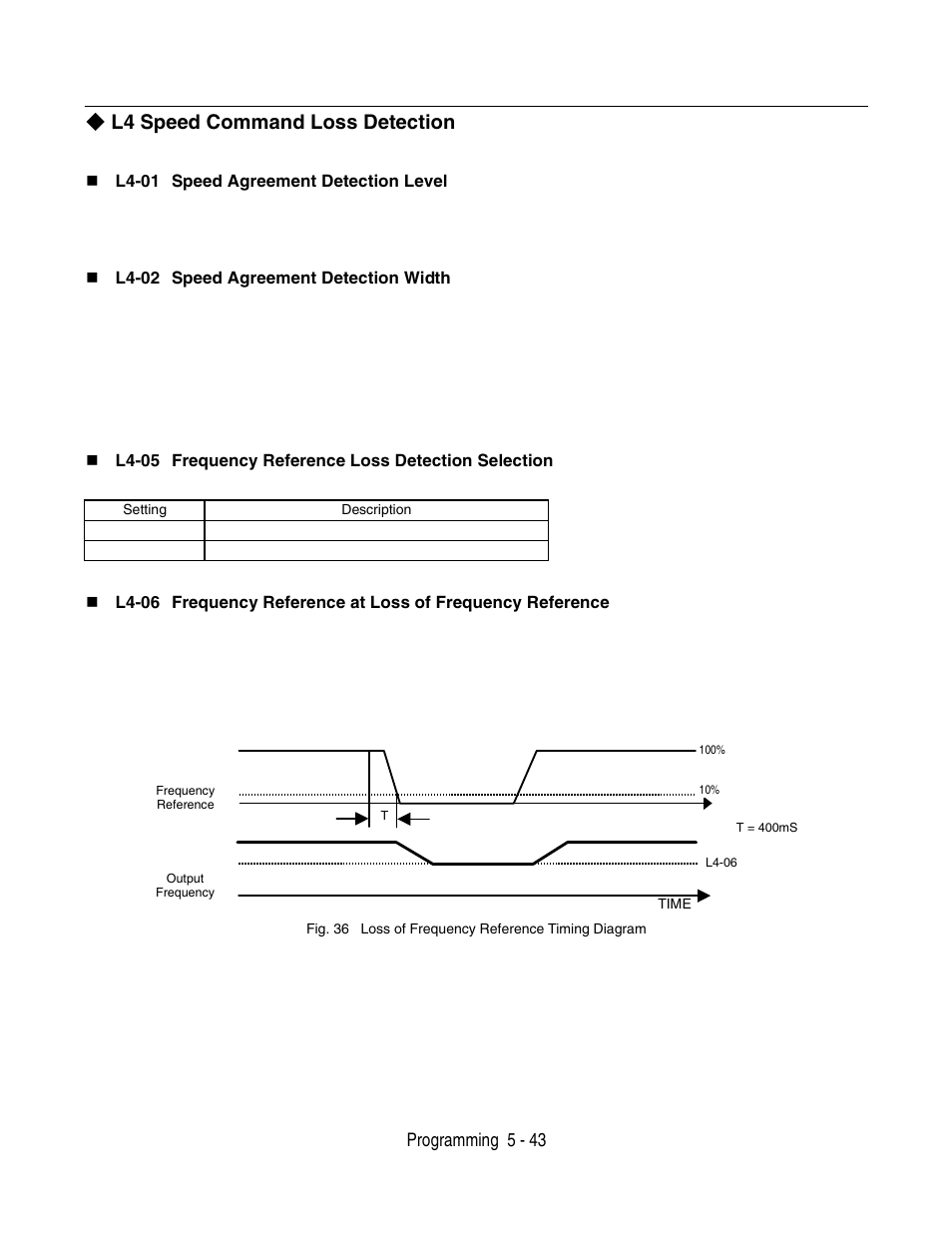 L4 speed command loss detection, L4 speed command loss detection -43 | Yaskawa P7 Drive User Manual User Manual | Page 127 / 252