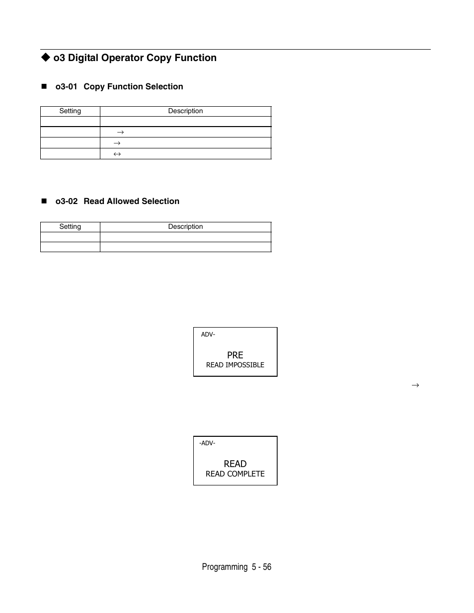 O3 digital operator copy function, O3 digital operator copy function -56 | Yaskawa P7 Drive User Manual User Manual | Page 140 / 252
