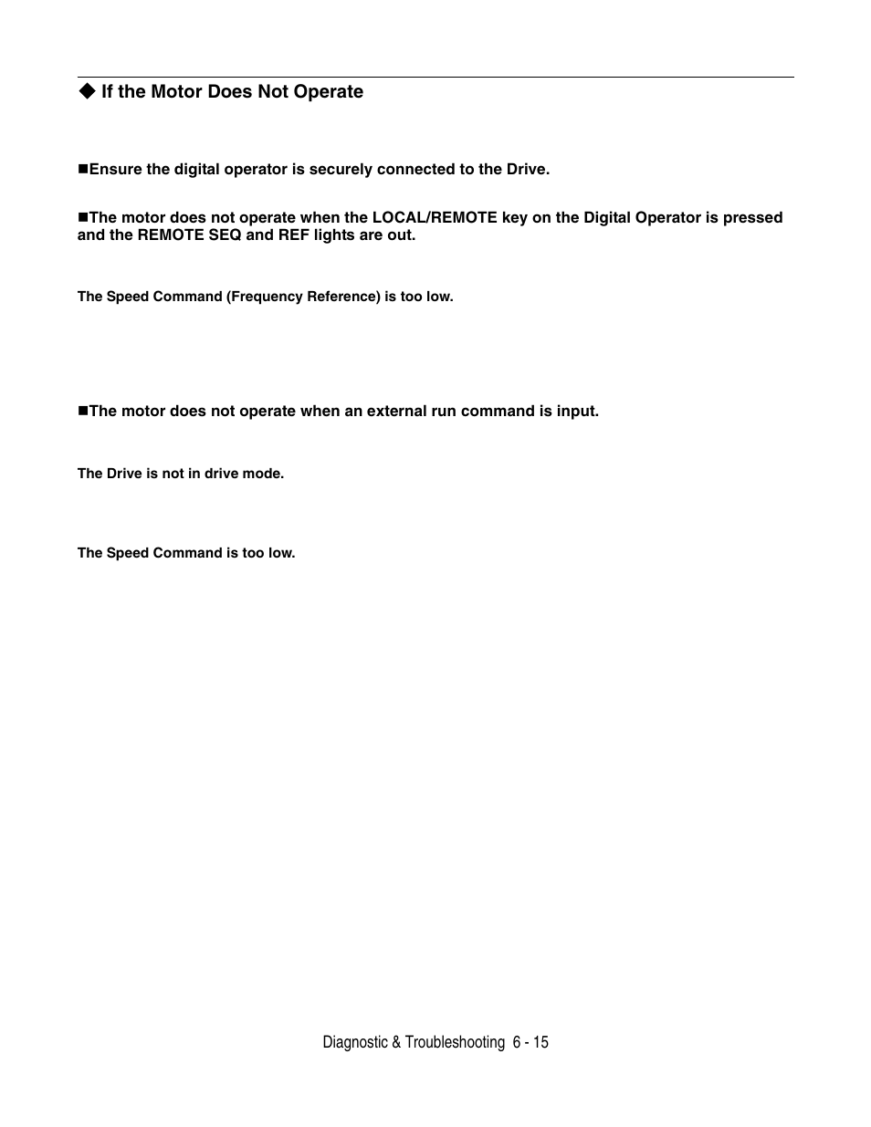 If the motor does not operate | Yaskawa P7 Drive User Manual User Manual | Page 159 / 252