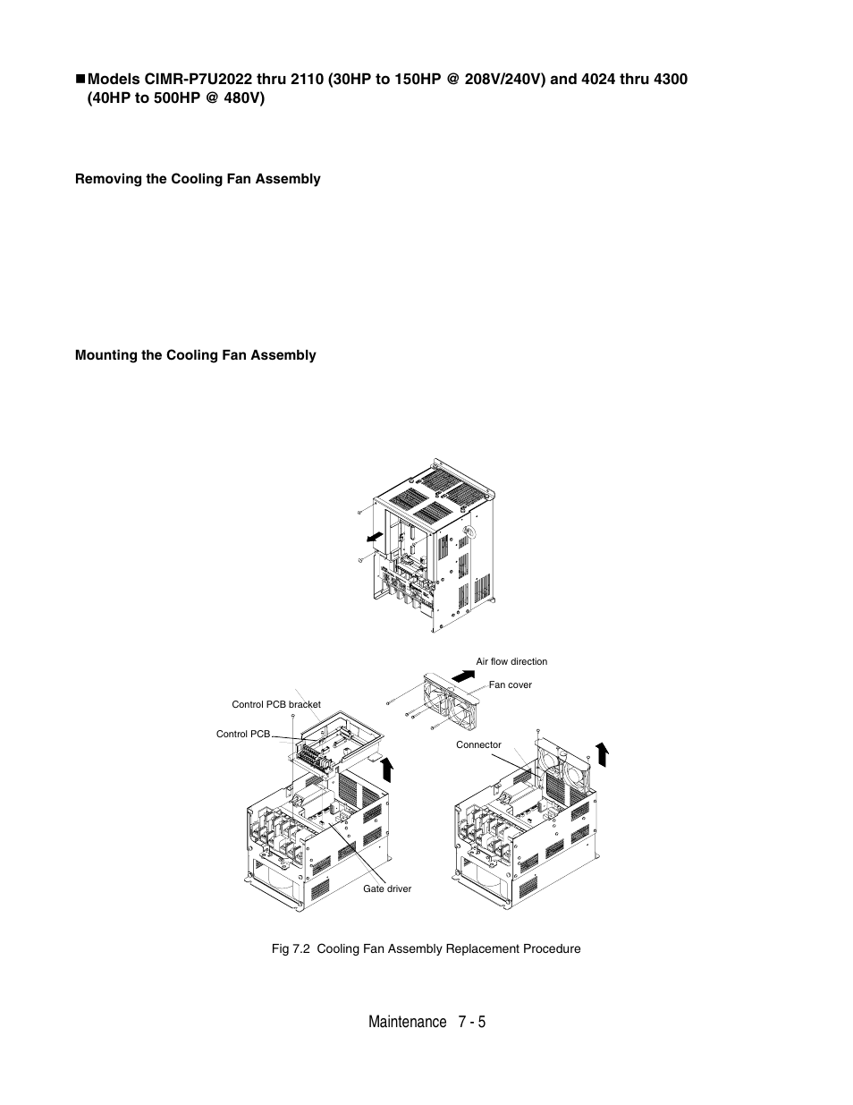 Maintenance 7 - 5 | Yaskawa P7 Drive User Manual User Manual | Page 173 / 252