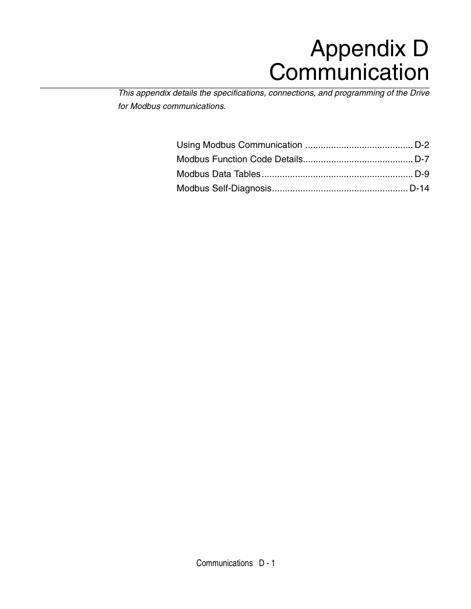 Appendix d - communications, Appendix d communication | Yaskawa P7 Drive User Manual User Manual | Page 215 / 252