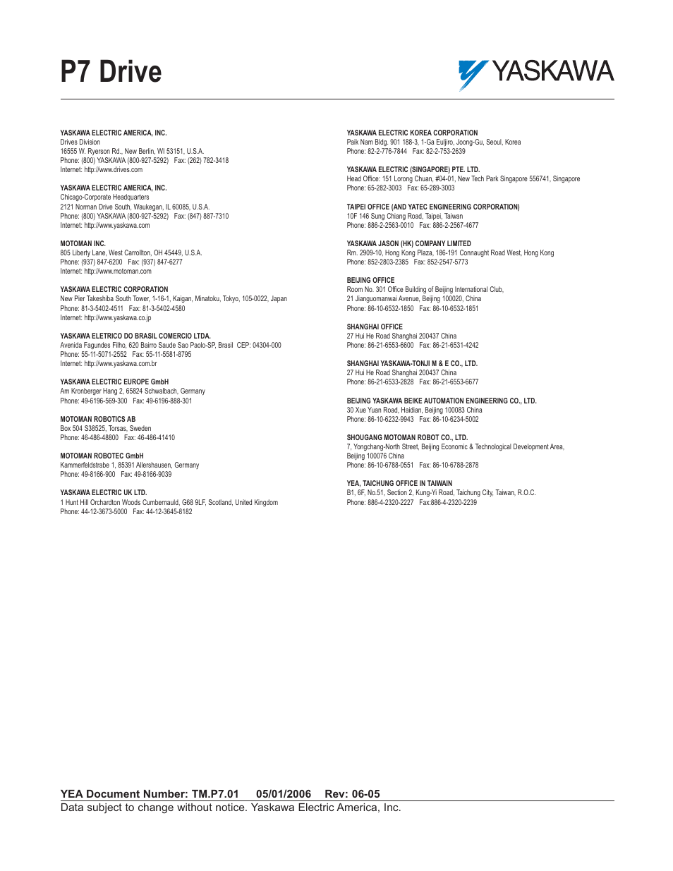 Rear cover, P7 drive | Yaskawa P7 Drive User Manual User Manual | Page 252 / 252