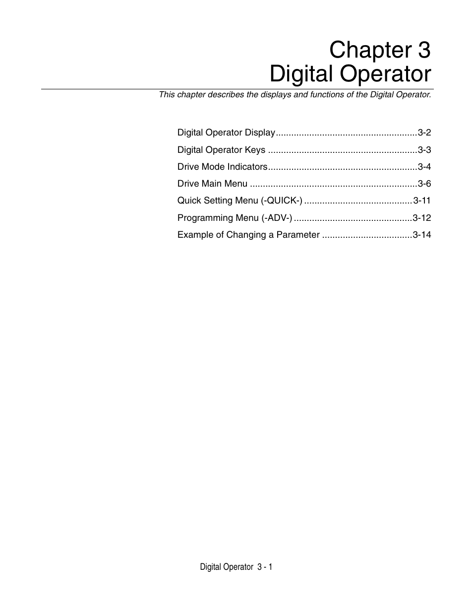 Chapter 3- digital operator, Chapter 3- digital operator -1, Chapter 3 digital operator | Yaskawa P7 Drive User Manual User Manual | Page 59 / 252