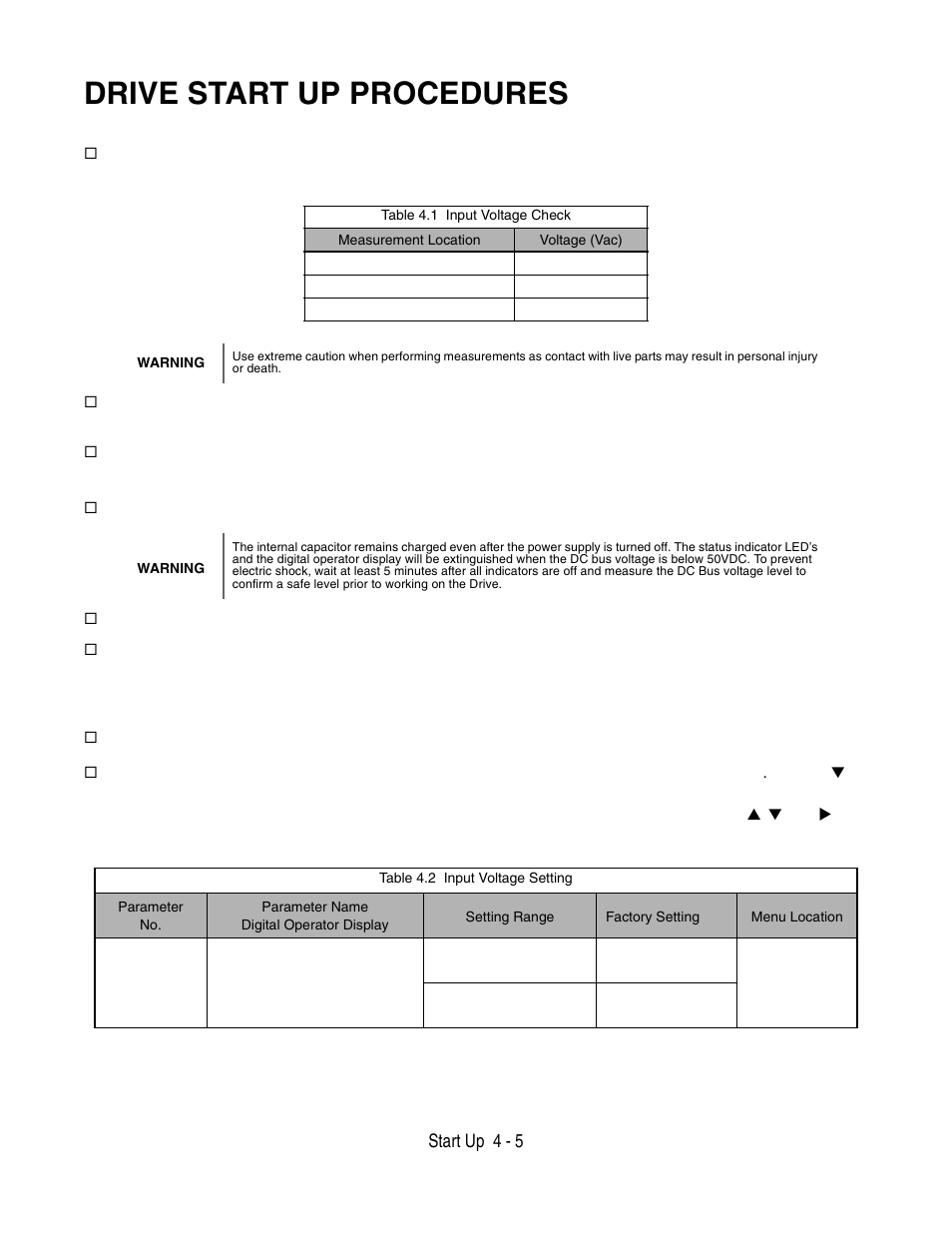 Drive start up procedures, Drive start up procedures -5 | Yaskawa P7 Drive User Manual User Manual | Page 79 / 252