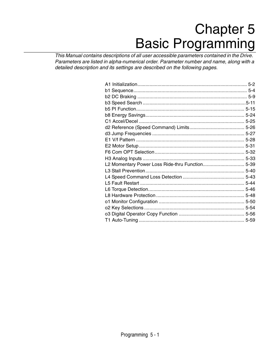 Chapter 5- basic programming, Chapter 5- basic programming -1, Chapter 5 basic programming | Yaskawa P7 Drive User Manual User Manual | Page 85 / 252