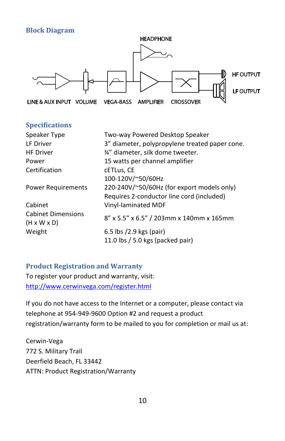 Cerwin-Vega POWERED DESKTOP XD3 User Manual | Page 11 / 53