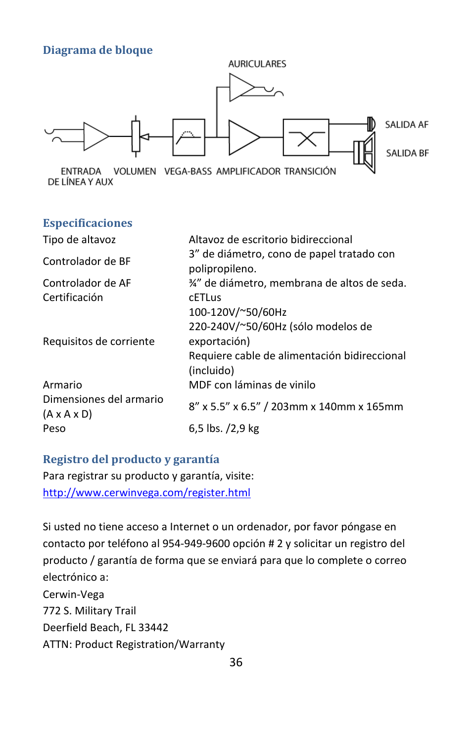 Cerwin-Vega POWERED DESKTOP XD3 User Manual | Page 37 / 53