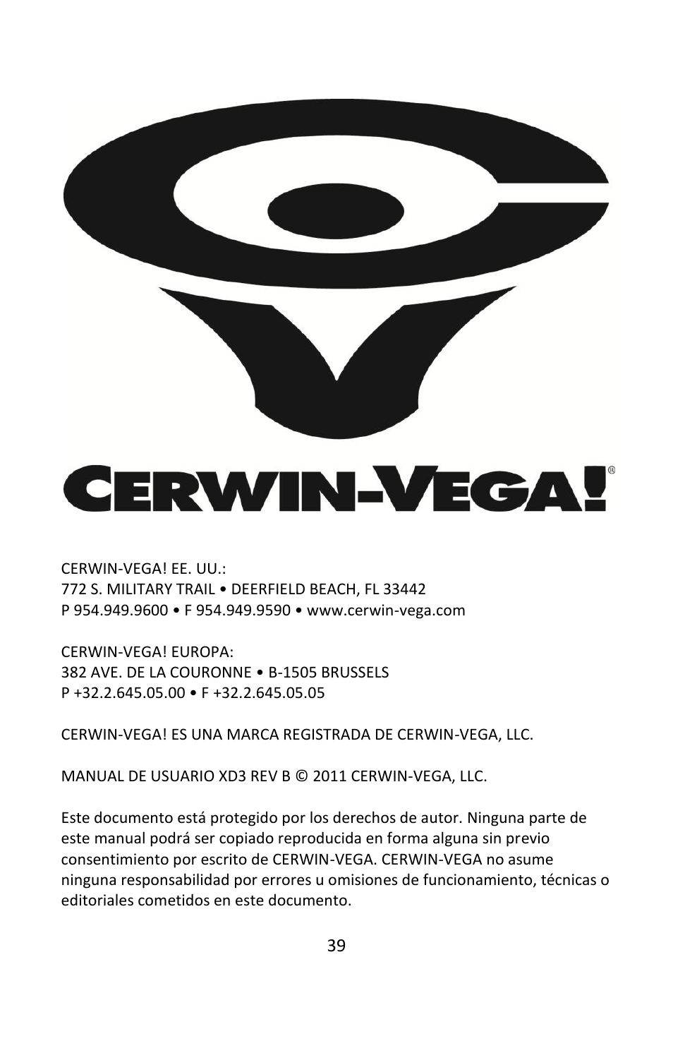 Cerwin-Vega POWERED DESKTOP XD3 User Manual | Page 40 / 53