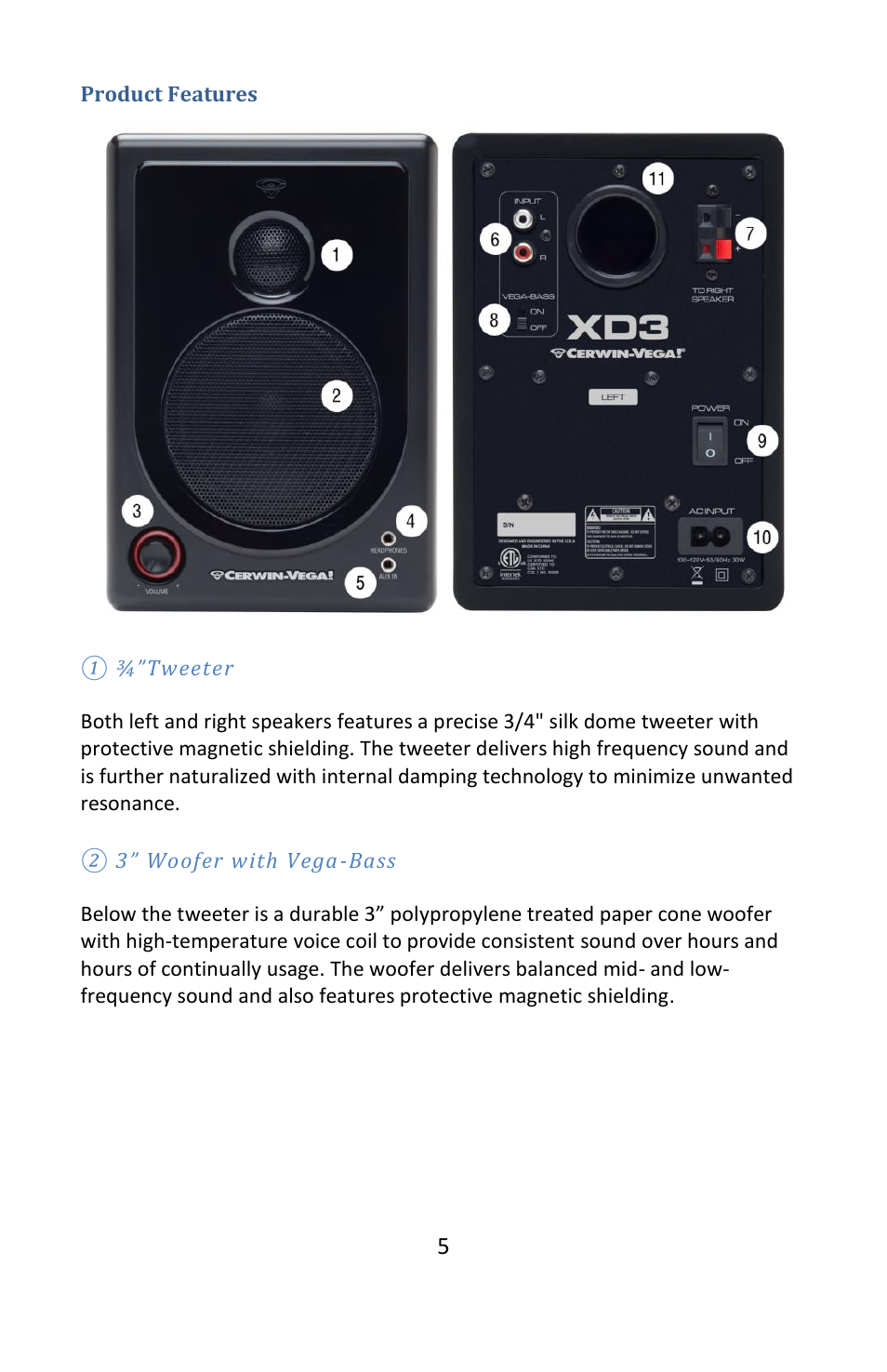 Cerwin-Vega POWERED DESKTOP XD3 User Manual | Page 6 / 53